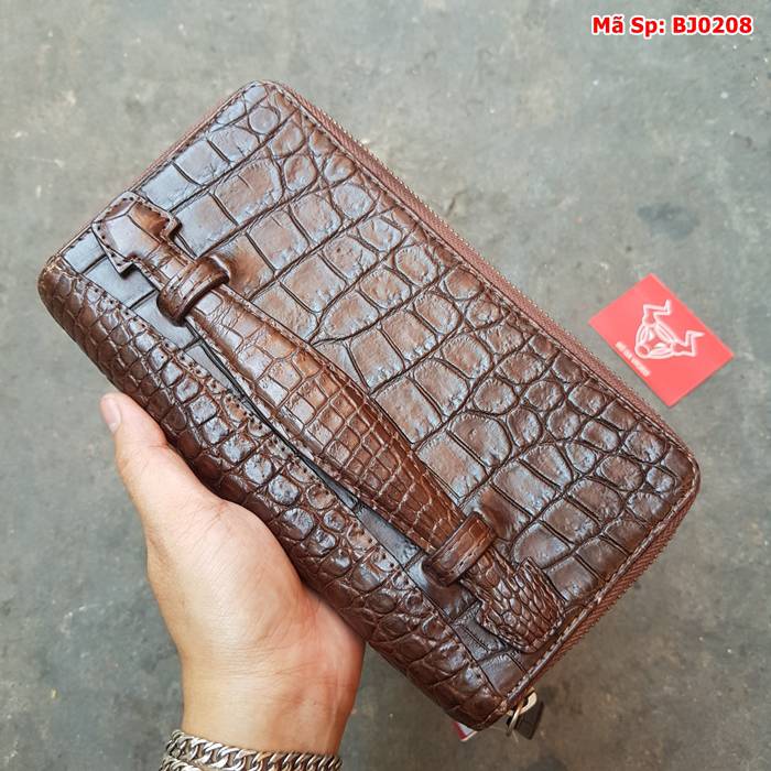 Thỏa mãn đam mê của bạn với ví da cầm tay cá sấu 2 khóa - Giảm giá đặc biệt BJ0208.