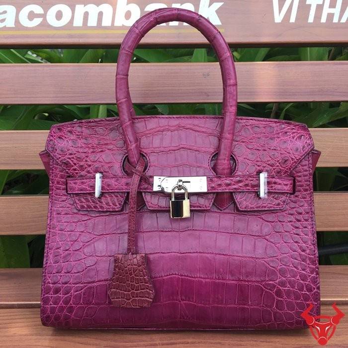 Thời trang đỉnh cao: Túi xách da cá sấu nữ xuất khẩu HM-T màu tím nổi bật