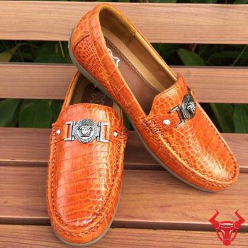 Giày Mọi Da Cá Sấu Thật GCS18 Vàng Cam