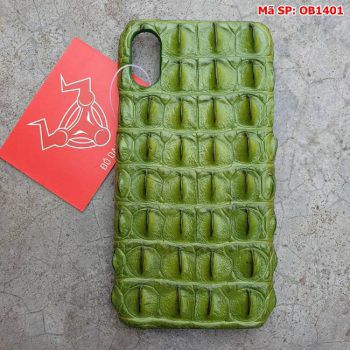 Ốp Lưng Cá Sấu Iphone 10 Xanh Rêu Gai Lưng OB1401