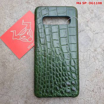 Ốp Lưng Cá Sấu Samsung S10 Plus Trơn Xanh Lá OG1108