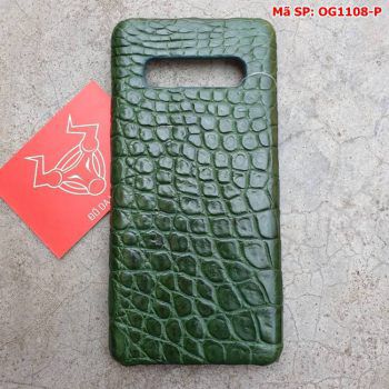 Ốp Lưng S10 Plus Da Cá Sấu Samsung Trơn Xanh Lá OG1108-P