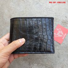 Bóp Nam Da Cá Sấu Thật Giá Rẻ Trơn Đen VB0108