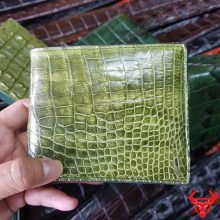 Bóp Ví Da Cá Sấu Xanh Rêu Trơn VB1408