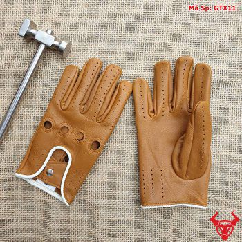 Găng Tay Da Cừu Biker Vàng Bò GTX11