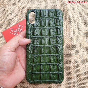 Ốp Iphone XSMAX Da Cá Sấu Xanh Lá OA11A1