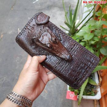 Ví Da Nam Cầm Tay 2 Gấp Đầu Cá Sấu BQ0210