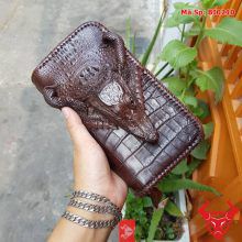 Ví Da Cầm Tay Cá Sấu Nam Màu Nâu BI0210