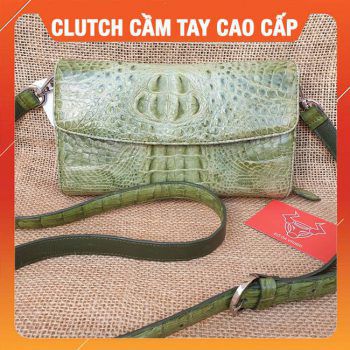 Ví Cầm Tay Da Cá Sấu 3 Gấp Gù BO